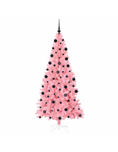 Albero di Natale con 300 LED con supporto Rosa 210 cm PVC Albero di Natale con 300 LED con supporto Rosa 210 cm PVC