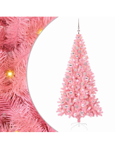 Albero di Natale con 300 LED con supporto Rosa 210 cm PVC