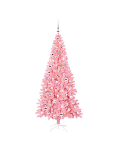 Albero di Natale con 300 LED con supporto Rosa 210 cm PVC