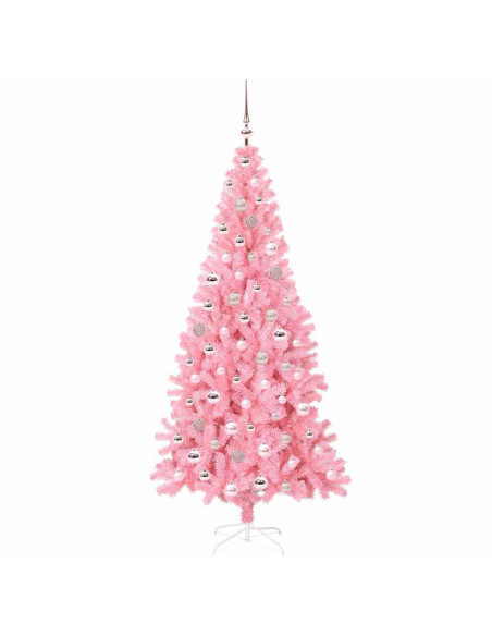 Albero di Natale con 300 LED con supporto Rosa 210 cm PVC Albero di Natale con 300 LED con supporto Rosa 210 cm PVC