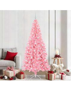 Albero di Natale con 300 LED con supporto Rosa 210 cm PVC 2