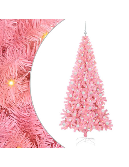 Albero di Natale con 300 LED con supporto Rosa 210 cm PVC Albero di Natale con 300 LED con supporto Rosa 210 cm PVC
