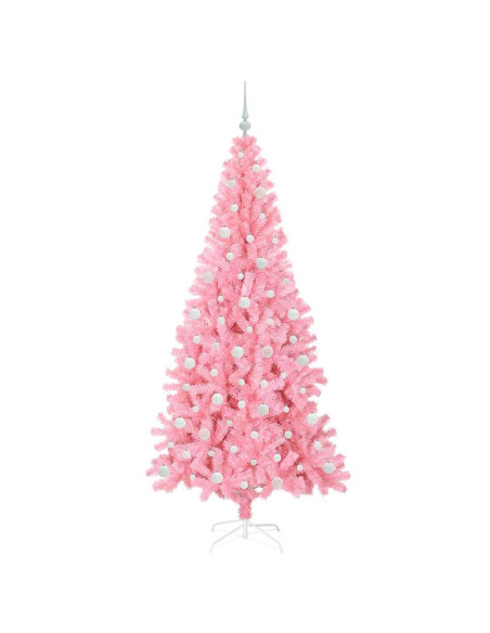 Albero di Natale con 300 LED con supporto Rosa 210 cm PVC Albero di Natale con 300 LED con supporto Rosa 210 cm PVC