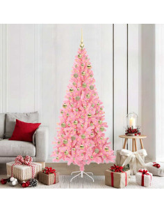 Albero di Natale con 300 LED con supporto Rosa 210 cm PVC 2