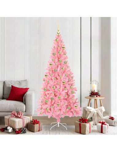 Albero di Natale con 300 LED con supporto Rosa 210 cm PVC