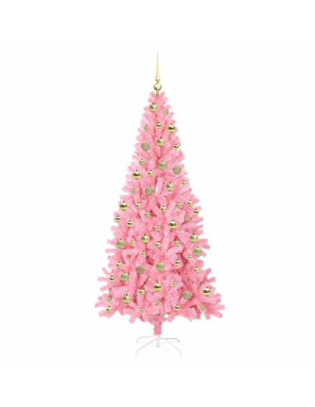 Albero di Natale con 300 LED con supporto Rosa 210 cm PVC Albero di Natale con 300 LED con supporto Rosa 210 cm PVC