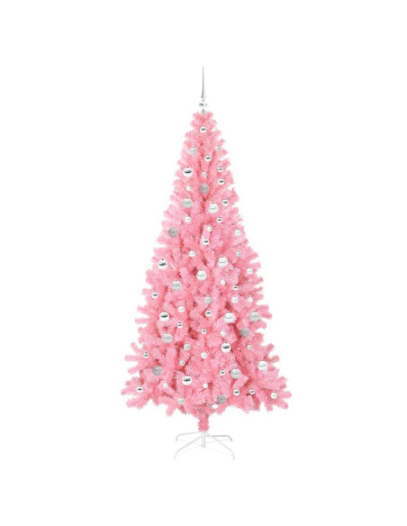 Albero di Natale con 300 LED con supporto Rosa 210 cm PVC Albero di Natale con 300 LED con supporto Rosa 210 cm PVC