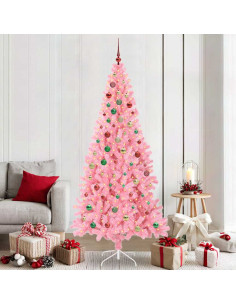 Albero di Natale con 300 LED con supporto Rosa 210 cm PVC