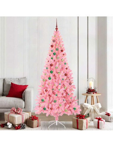Albero di Natale con 300 LED con supporto Rosa 210 cm PVC
