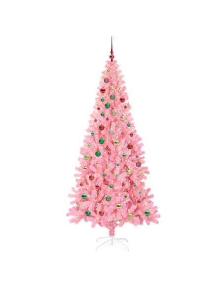 Albero di Natale con 300 LED con supporto Rosa 210 cm PVC Albero di Natale con 300 LED con supporto Rosa 210 cm PVC