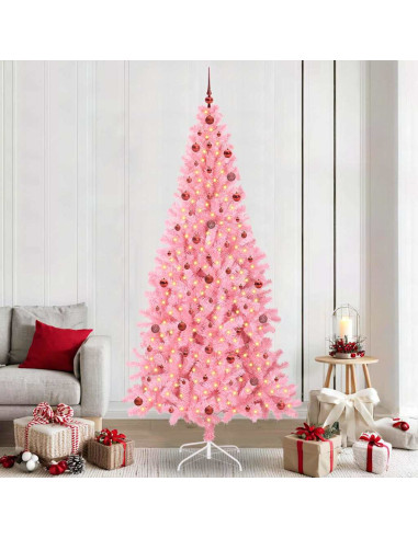 Albero di Natale con 300 LED con supporto Rosa 240 cm PVC