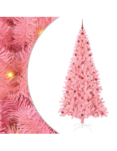 Albero di Natale con 300 LED con supporto Rosa 240 cm PVC 2