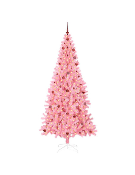 Albero di Natale con 300 LED con supporto Rosa 240 cm PVC Albero di Natale con 300 LED con supporto Rosa 240 cm PVC