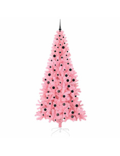 Albero di Natale con 300 LED con supporto Rosa 240 cm PVC