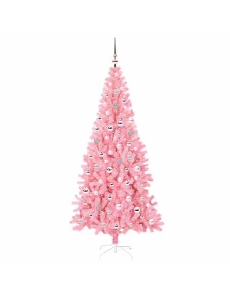 Albero di Natale con 300 LED con supporto Rosa 240 cm PVC Albero di Natale con 300 LED con supporto Rosa 240 cm PVC