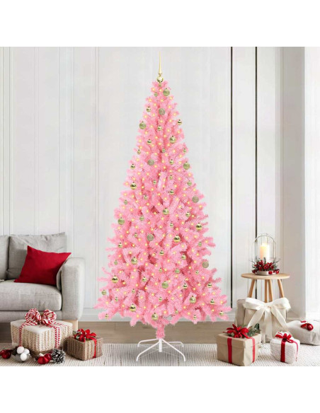 Albero di Natale con 300 LED con supporto Rosa 240 cm PVC Albero di Natale con 300 LED con supporto Rosa 240 cm PVC