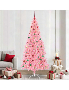 Albero di Natale con 300 LED con supporto Rosa 240 cm PVC