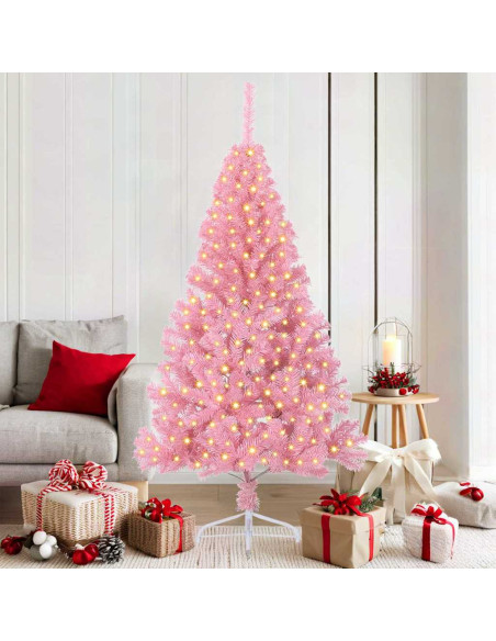Albero di Natale artificiale con luci integrate Rosa 180 cm PVC Albero di Natale artificiale con luci integrate Rosa 180 cm PVC