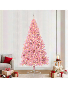 Albero di Natale artificiale con luci integrate Rosa 240 cm PVC