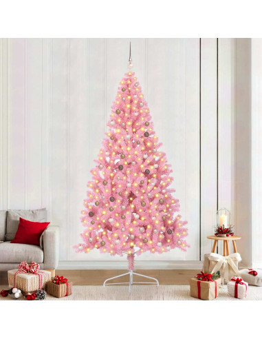 Albero di Natale artificiale con luci integrate Rosa 240 cm PVC