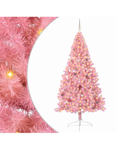 Albero di Natale artificiale con luci integrate Rosa 240 cm PVC