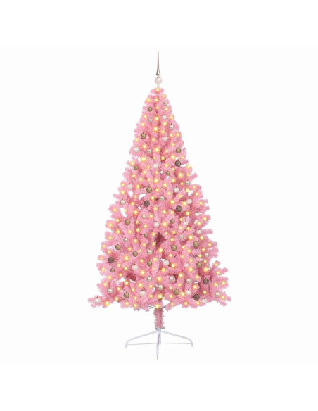 Albero di Natale artificiale con luci integrate Rosa 240 cm PVC Albero di Natale artificiale con luci integrate Rosa 240 cm PVC