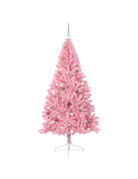 Albero di Natale artificiale con luci integrate Rosa 240 cm PVC Albero di Natale artificiale con luci integrate Rosa 240 cm PVC