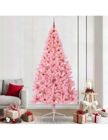Albero di Natale artificiale con luci integrate Rosa 240 cm PVC