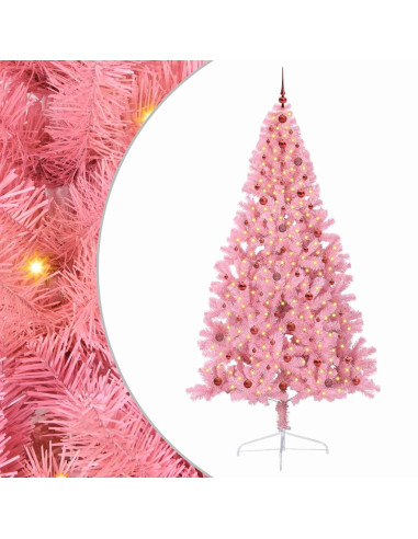 Albero di Natale artificiale con luci integrate Rosa 240 cm PVC