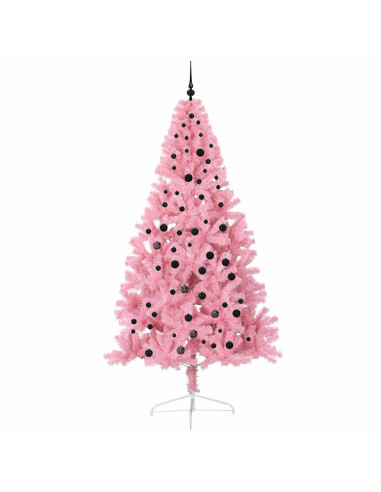 Albero di Natale artificiale preilluminato Rosa 240 cm PVC