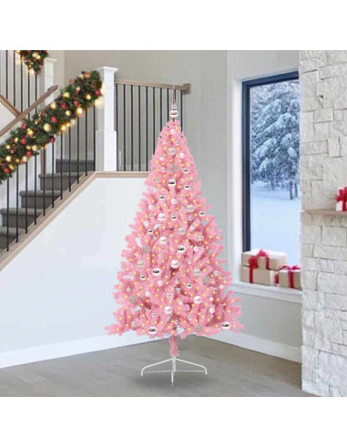 Albero di Natale artificiale con luci integrate Rosa 240 cm PVC