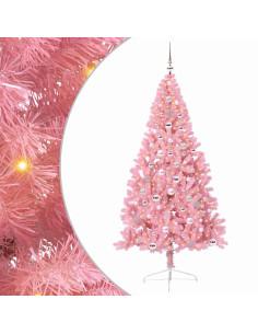 Albero di Natale artificiale con luci integrate Rosa 240 cm PVC 2