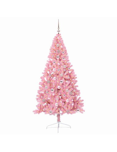Albero di Natale artificiale con luci integrate Rosa 240 cm PVC