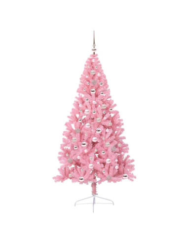 Albero di Natale artificiale con luci integrate Rosa 240 cm PVC