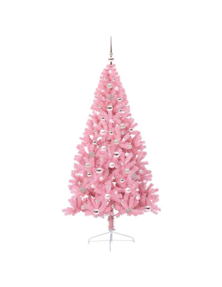 Albero di Natale artificiale con luci integrate Rosa 240 cm PVC Albero di Natale artificiale con luci integrate Rosa 240 cm PVC