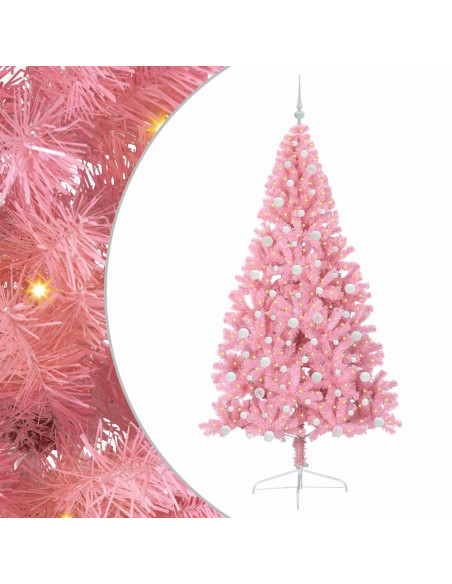 Albero di Natale artificiale con luci integrate Rosa 240 cm PVC Albero di Natale artificiale con luci integrate Rosa 240 cm PVC