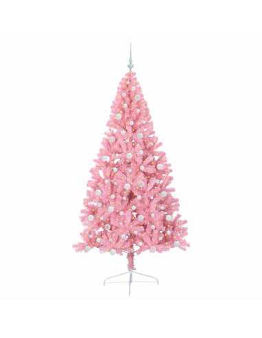 Albero di Natale artificiale con luci integrate Rosa 240 cm PVC