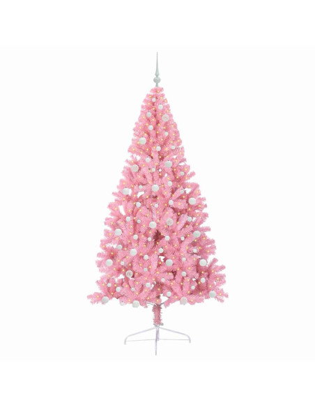 Albero di Natale artificiale con luci integrate Rosa 240 cm PVC Albero di Natale artificiale con luci integrate Rosa 240 cm PVC