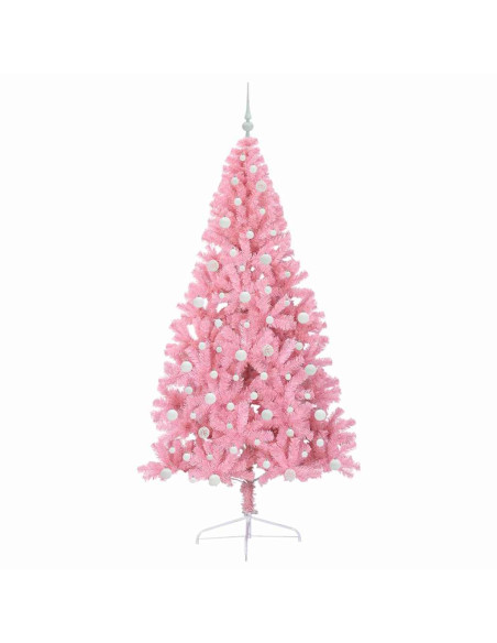 Albero di Natale artificiale con luci integrate Rosa 240 cm PVC Albero di Natale artificiale con luci integrate Rosa 240 cm PVC