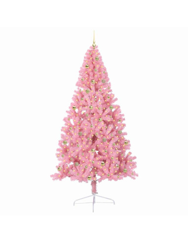 Albero di Natale artificiale con luci integrate Rosa 240 cm PVC