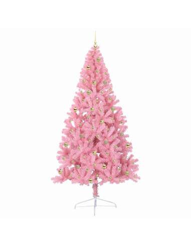 Albero di Natale artificiale con luci integrate Rosa 240 cm PVC