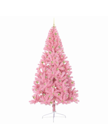 Albero di Natale artificiale con luci integrate Rosa 240 cm PVC Albero di Natale artificiale con luci integrate Rosa 240 cm PVC