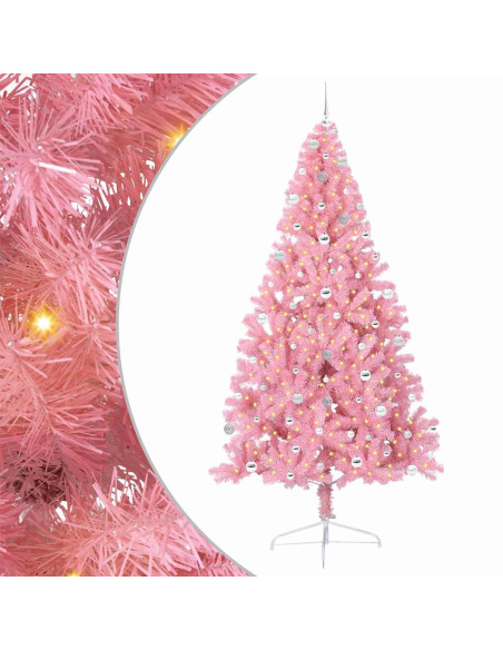 Albero di Natale artificiale con luci integrate Rosa 240 cm PVC Albero di Natale artificiale con luci integrate Rosa 240 cm PVC