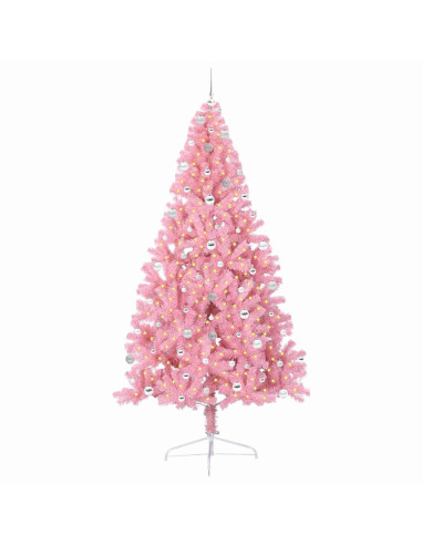 Albero di Natale artificiale con luci integrate Rosa 240 cm PVC