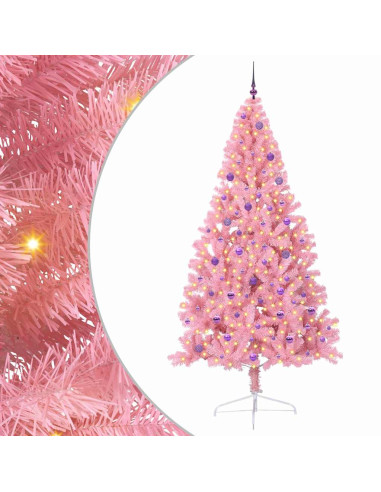 Albero di Natale artificiale con luci integrate Rosa 240 cm PVC