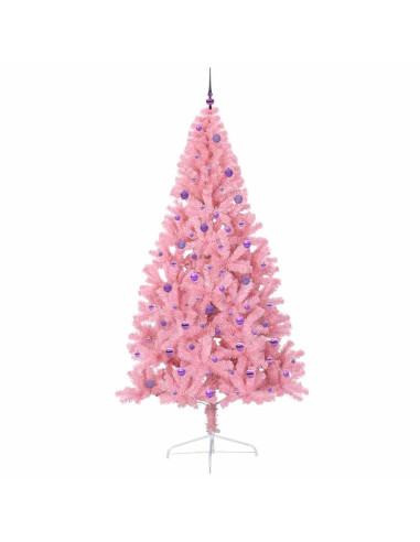 Albero di Natale artificiale con luci integrate Rosa 240 cm PVC