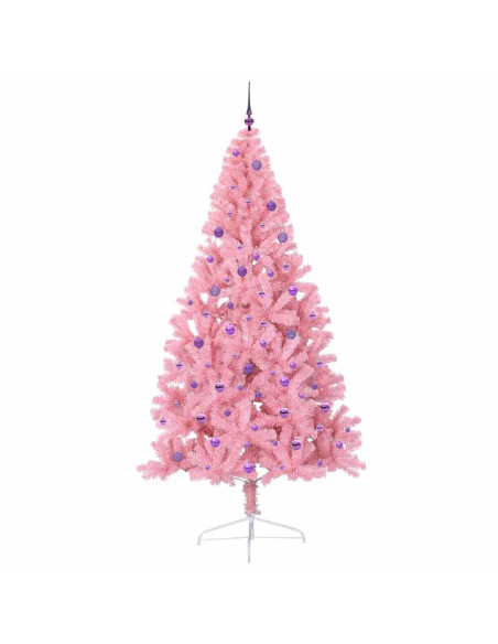 Albero di Natale artificiale con luci integrate Rosa 240 cm PVC Albero di Natale artificiale con luci integrate Rosa 240 cm PVC