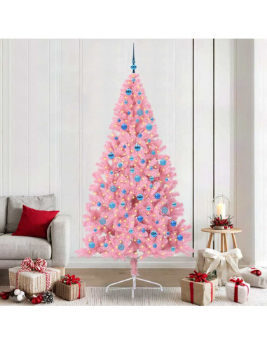 Albero di Natale artificiale con luci integrate Rosa 240 cm PVC