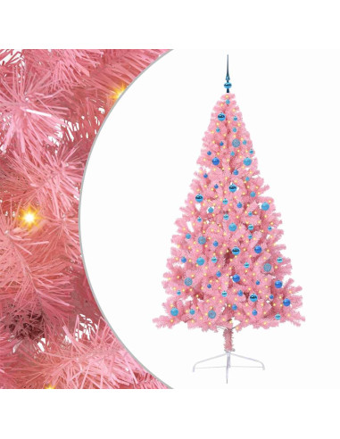 Albero di Natale artificiale con luci integrate Rosa 240 cm PVC