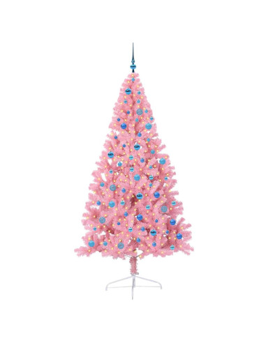 Albero di Natale artificiale con luci integrate Rosa 240 cm PVC